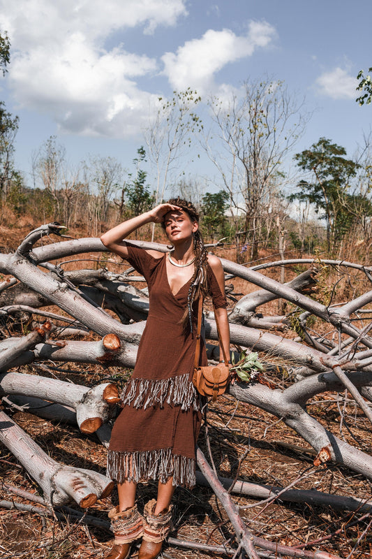 Fringe western dress | Brown