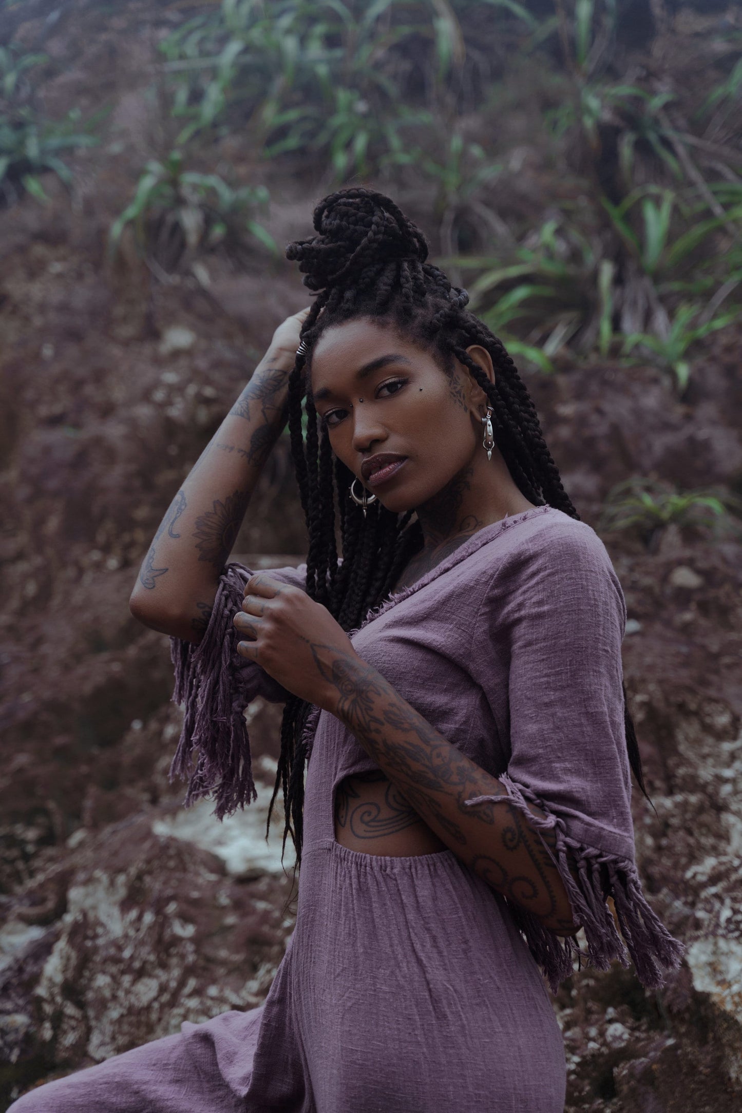 Bell bottom boho jumpsuit | Lavender