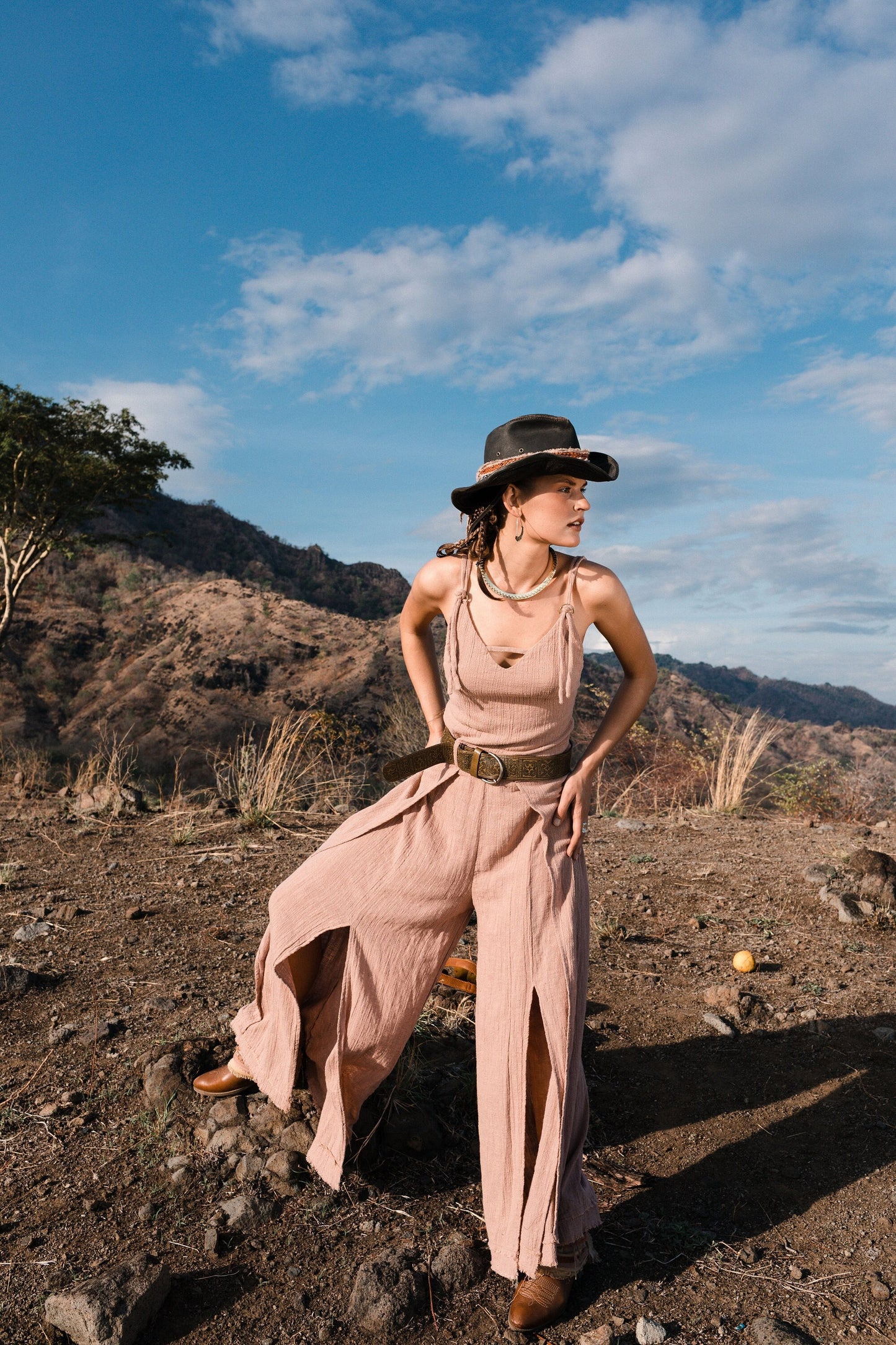 Wide leg boho overalls