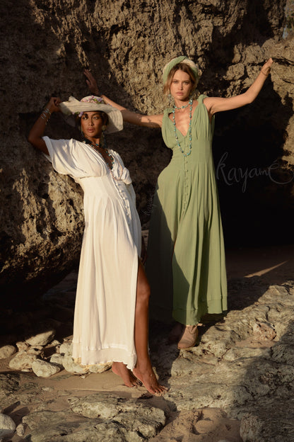 Greek goddess sage green dress