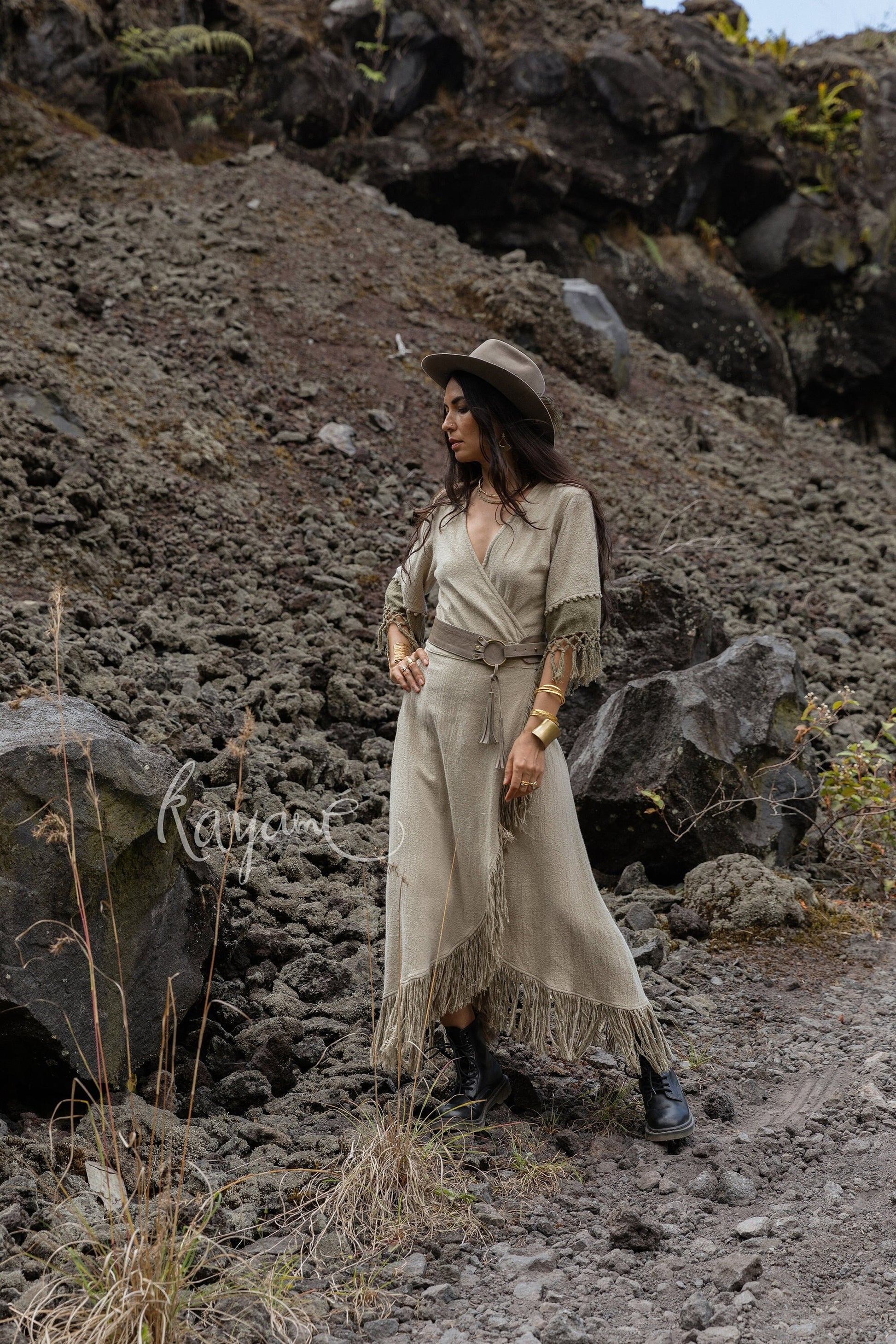 Sage green fringe dress Kayame Sage green fringe dress Kayame