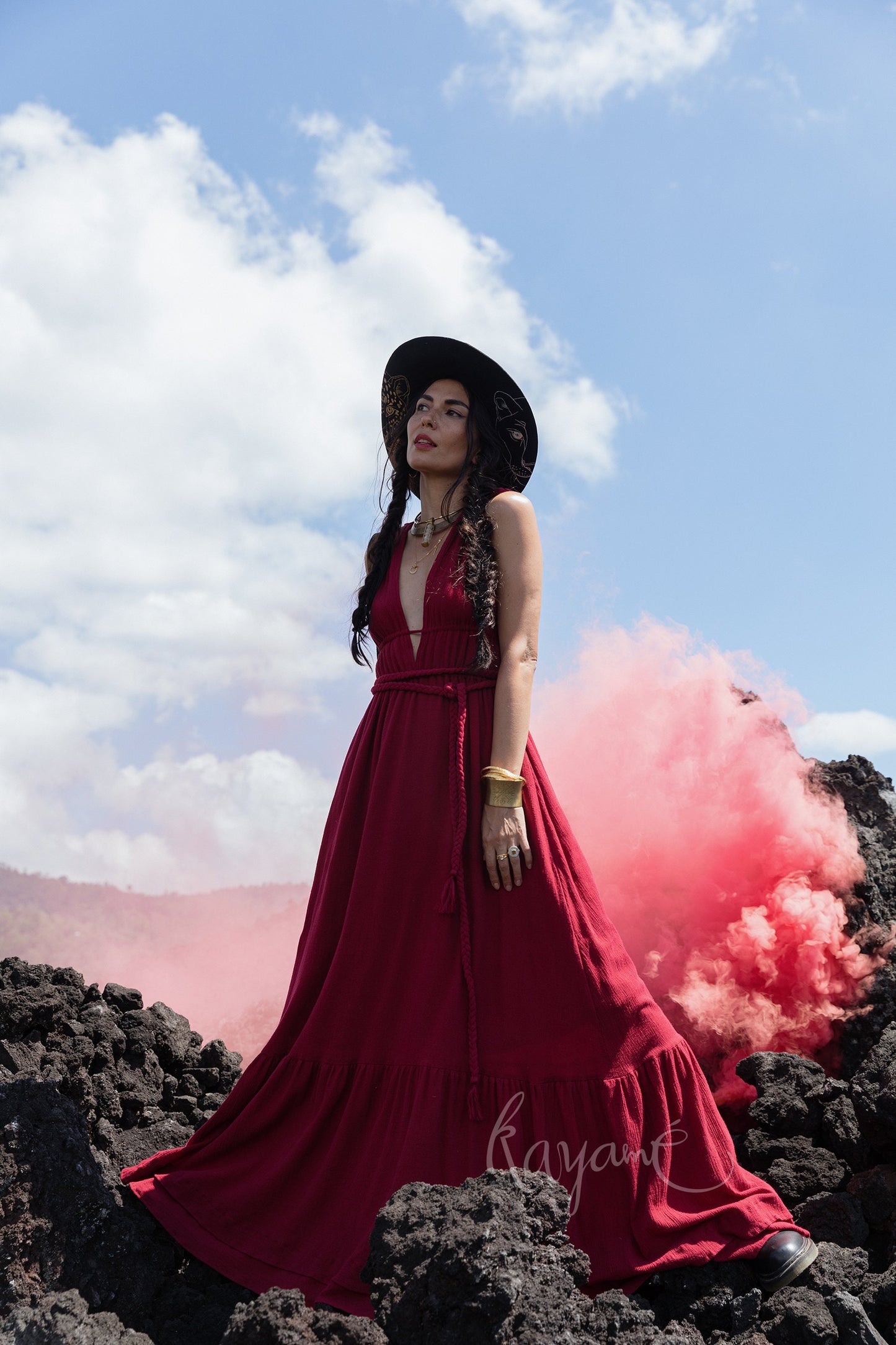 Red Goddess Maxi Dress — Organic Cotton