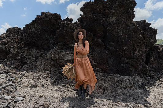 Silk boho dress