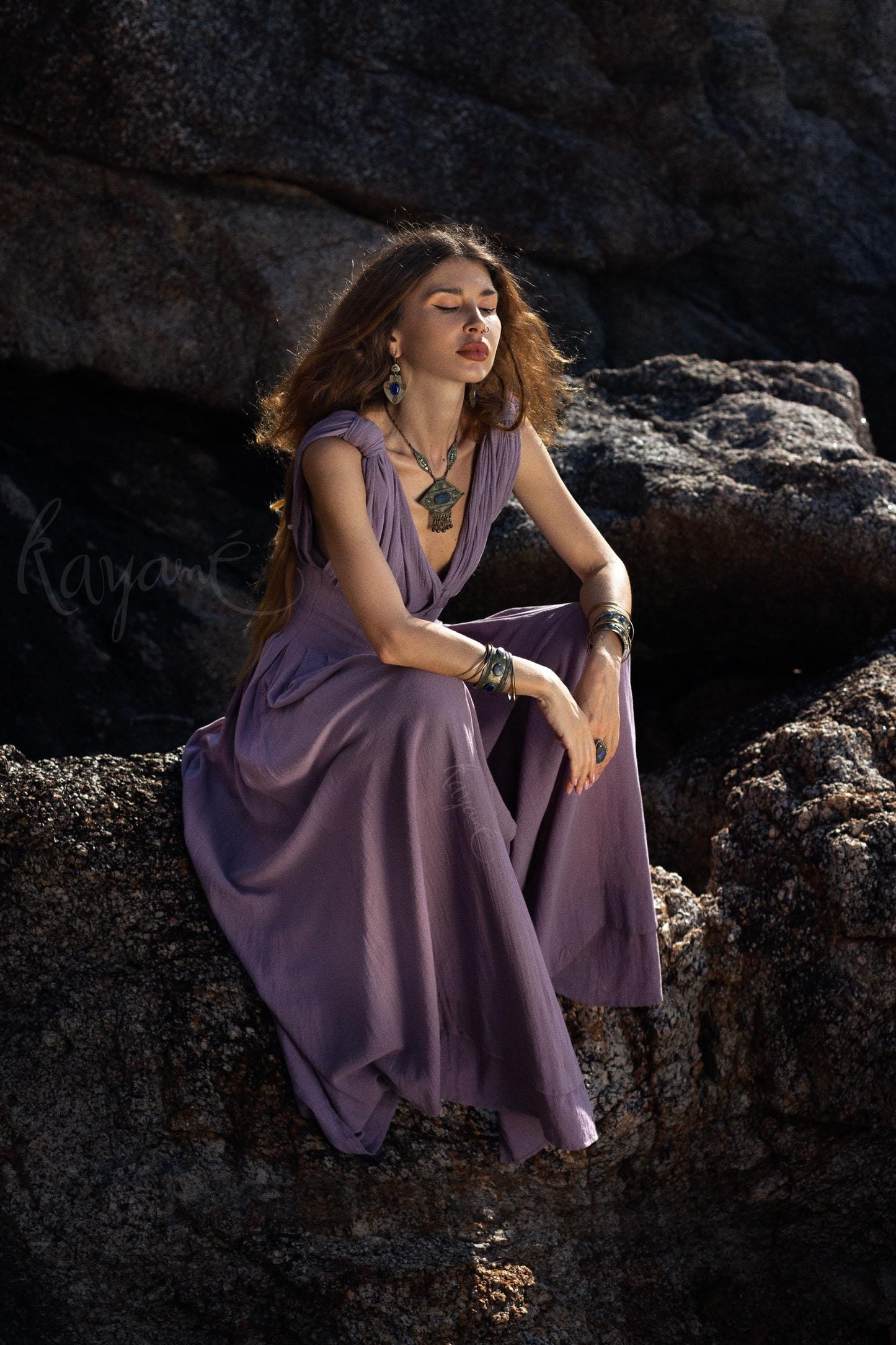 Greek goddess purple dress