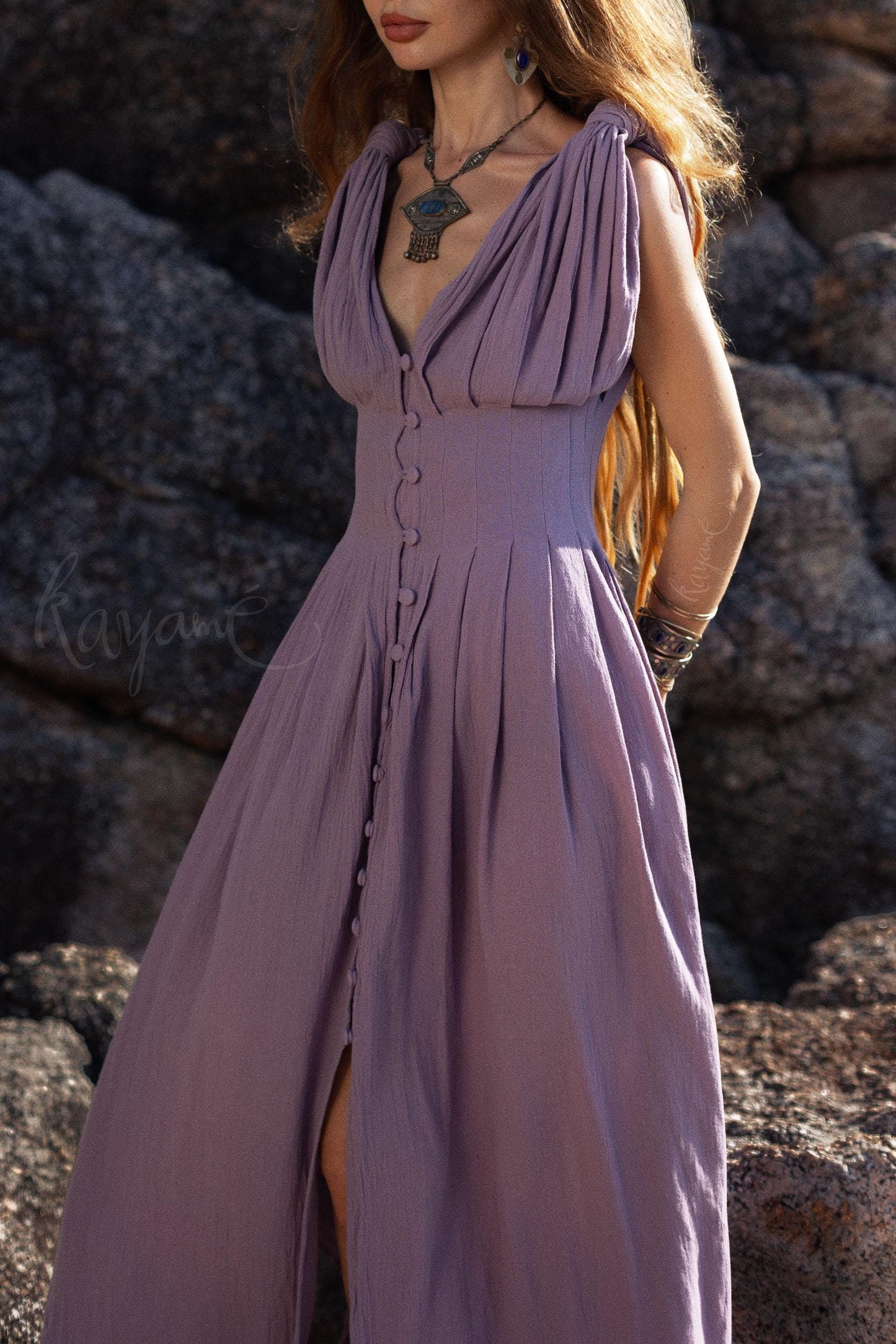 Greek goddess purple dress