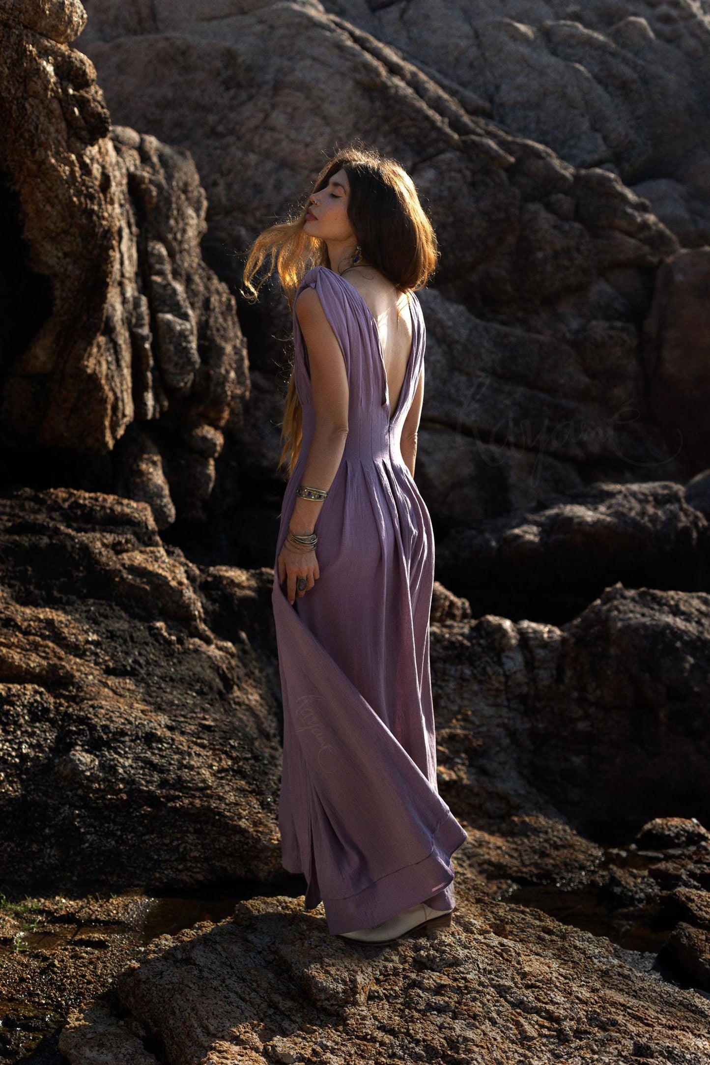 Greek goddess purple dress