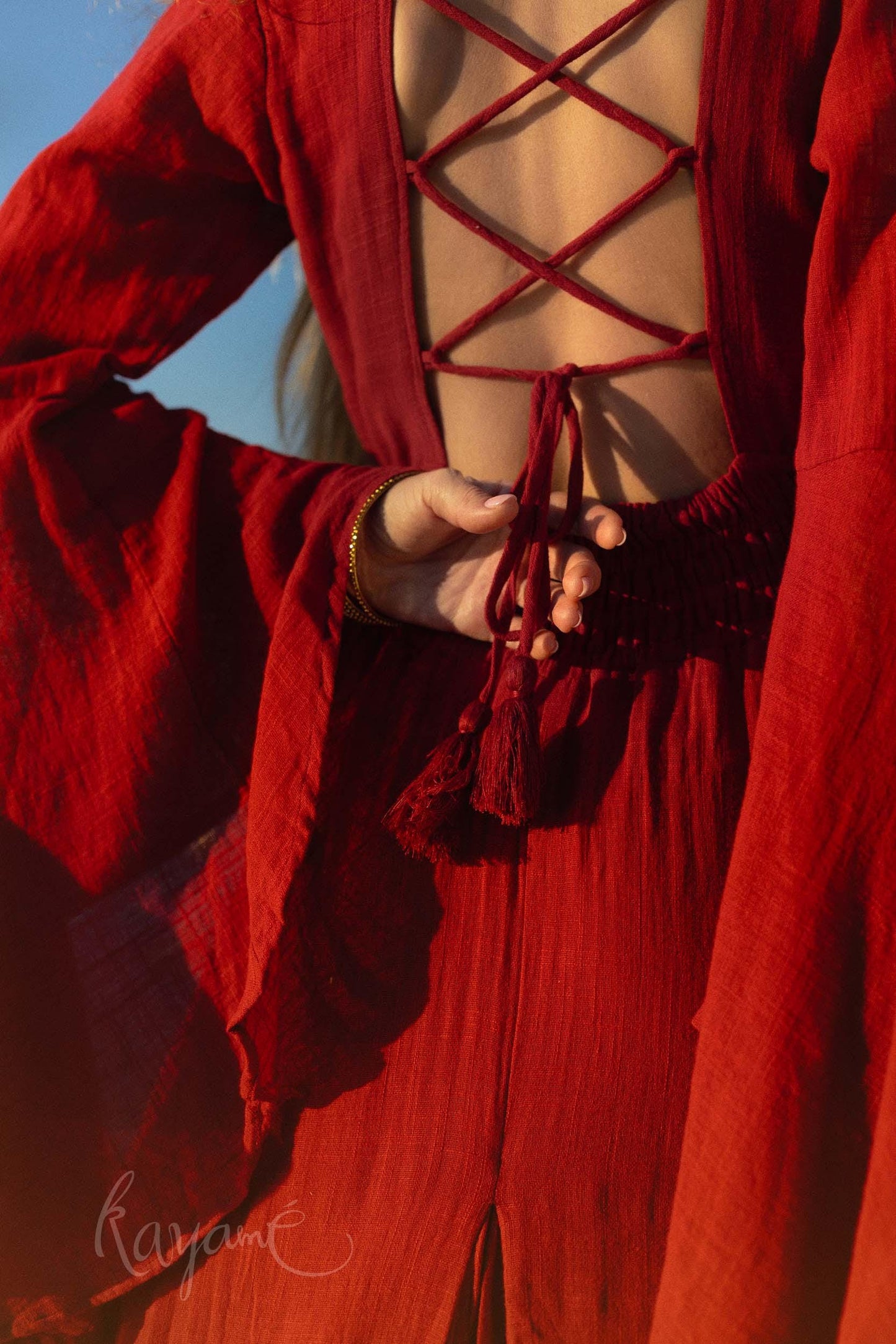 RED ELVEN DRESS • Goddess dress • Red boho dress • Medieval dress • Priestess dress • Dark red dress • Maxi boho dress •  Fairy dress