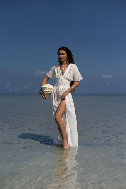 WHITE GODDESS DRESS • Goddess dress • Greek goddess dress • Boho wedding dress • Grecian dress • White maxi dress • White cotton