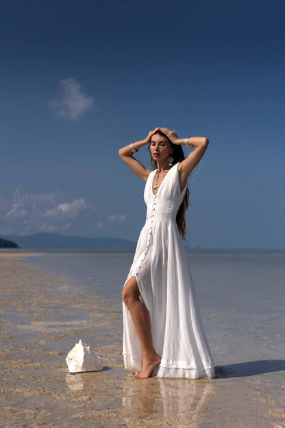 WHITE GODDESS DRESS • Goddess dress • Greek goddess dress • Boho wedding dress • Grecian dress • White maxi dress • White cotton