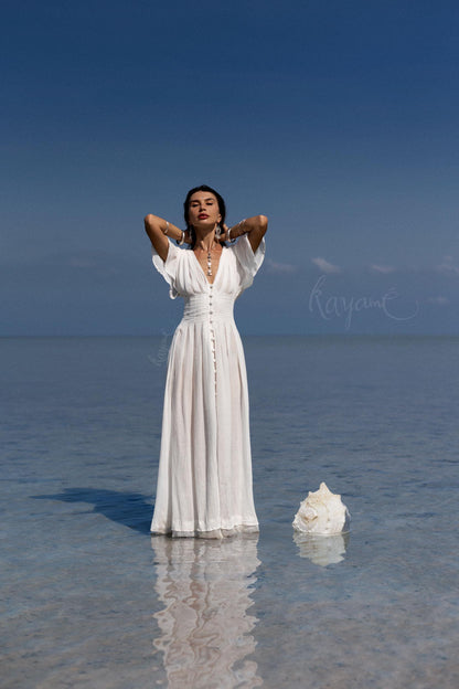 WHITE GODDESS DRESS • Goddess dress • Greek goddess dress • Boho wedding dress • Grecian dress • White maxi dress • White cotton