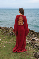 Red Backless Goddess Maxi Dress