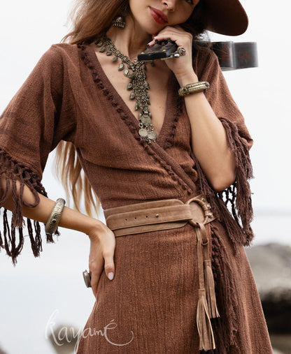 BOHO BELT 2 Colors: Brown & Grey • Women vegan leather belt • Vegan belt • Vegan leather belt • Women wide belt • Western belt