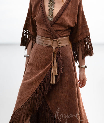 BOHO BELT 2 Colors: Brown & Grey • Women vegan leather belt • Vegan belt • Vegan leather belt • Women wide belt • Western belt