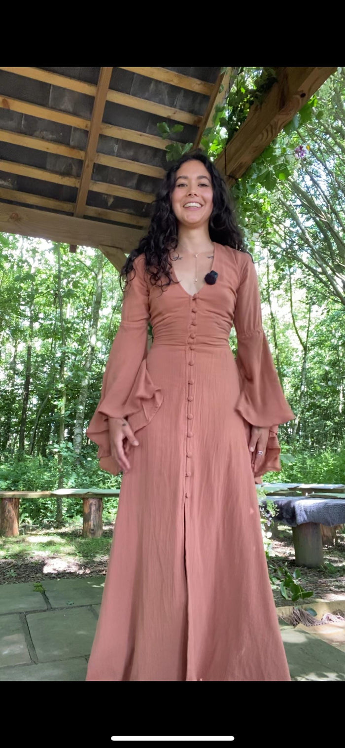 Kayame review photo — Fiona-May, Burnt Orange Bell Sleeve Maxi Dress