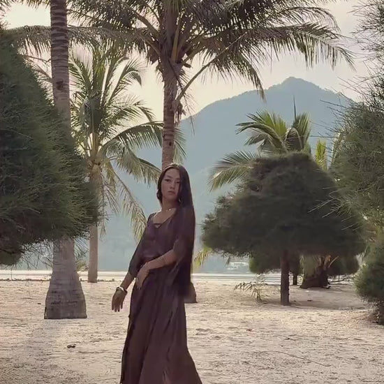 Hand-Dyed Silk Boho Caftan ꧁Kayame꧂ Reversible Goddess Dress 