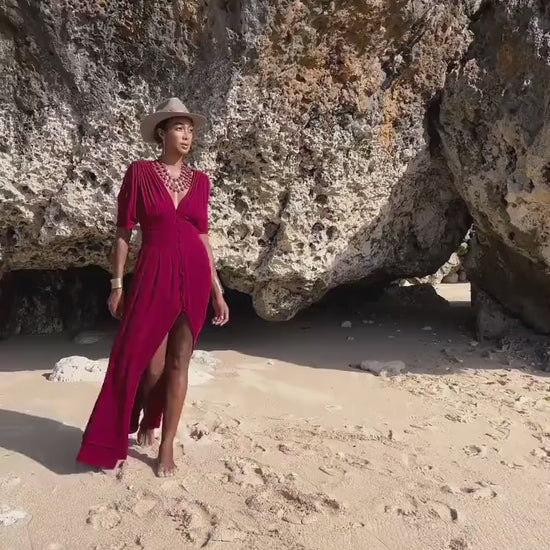 DRESS ꧁Kayame꧂ Goddess dress • Red boho wedding dress • Greek