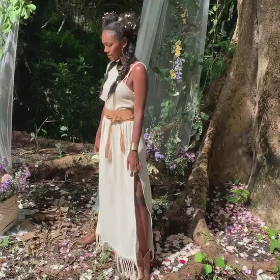 GREEK GODDESS DRESS ꧁Kayame꧂ Grecian dress • Fringe wedding d