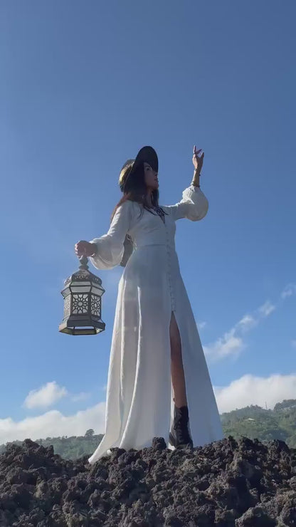 BACKLESS GODDESS DRESS ꧁Kayame꧂ White priestess dress • Boho 