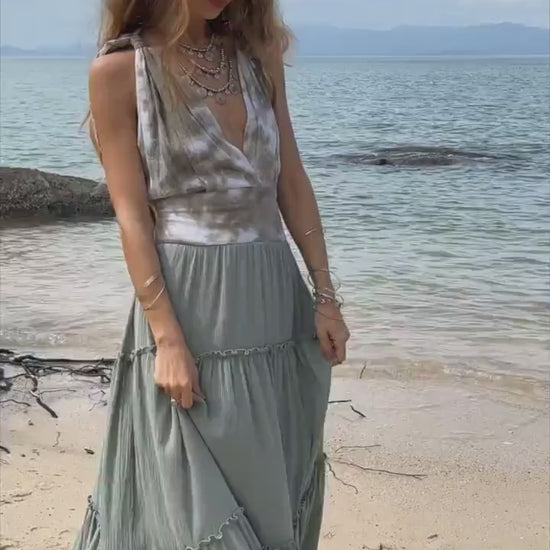Sage Green Goddess Dress ꧁Kayame꧂ Bridesmaid dress • Cottage 