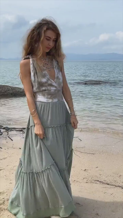 Sage Green Goddess Dress ꧁Kayame꧂ Bridesmaid dress • Cottage 