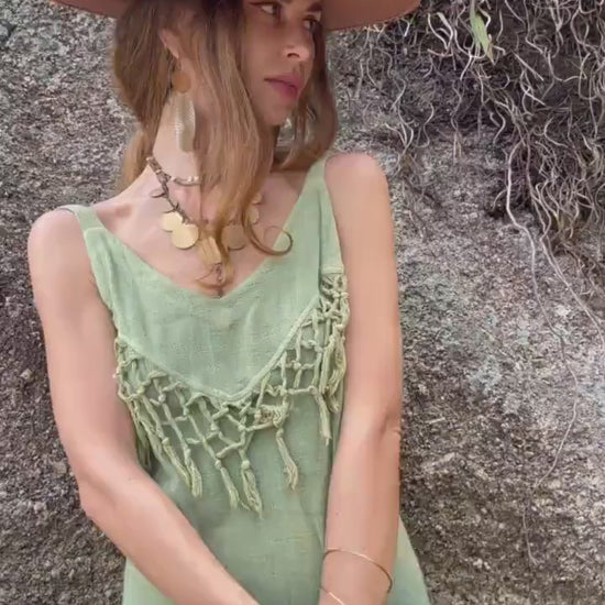 Organic Ombre Fringe Dress • Botanical dye dress • Bridesmaid