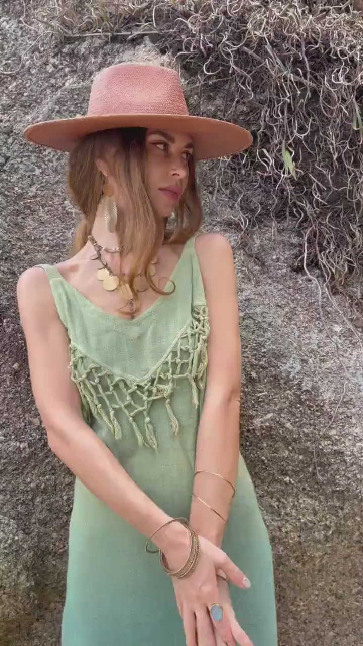 Organic Ombre Fringe Dress • Botanical dye dress • Bridesmaid