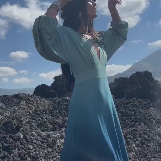 OMBRE DRESS ꧁Kayame꧂ Blue boho dress • Bamboo dress • Blue go