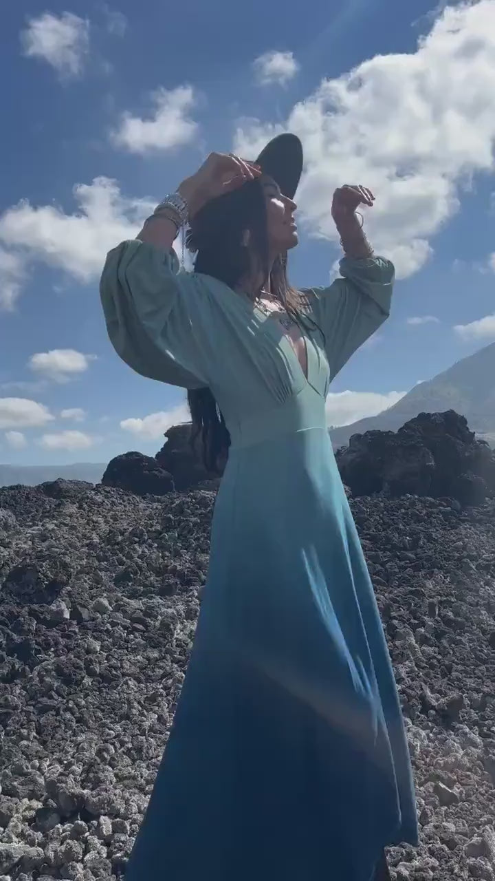 OMBRE DRESS ꧁Kayame꧂ Blue boho dress • Bamboo dress • Blue go