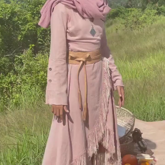 BOHO LINEN DRESS ꧁Kayame꧂ Gypsy dress • Linen wrap dress • Or