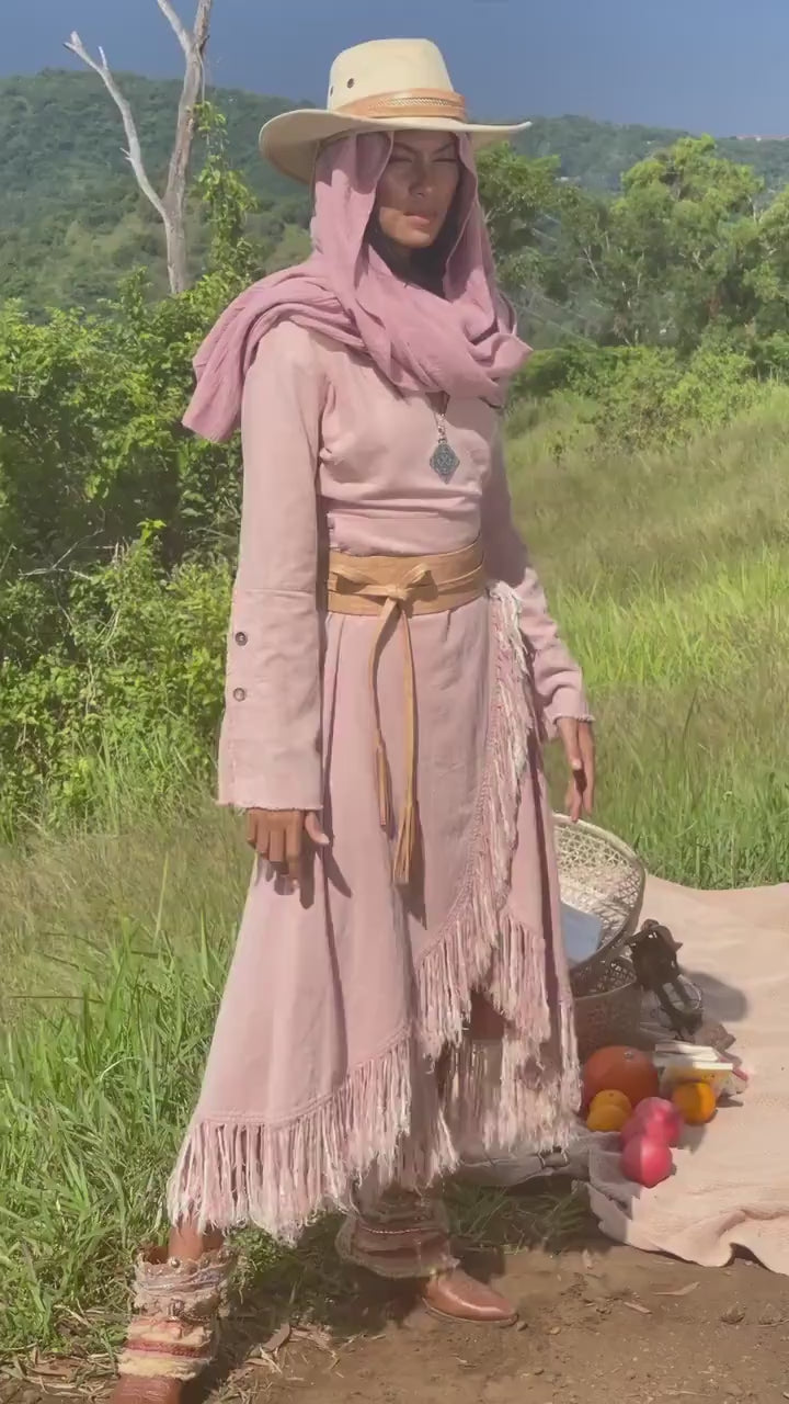 BOHO LINEN DRESS ꧁Kayame꧂ Gypsy dress • Linen wrap dress • Or