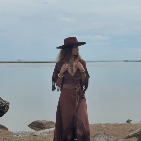 BROWN BOHO DRESS ꧁Kayame꧂ Fringe bohemian dress • Boho maxi d