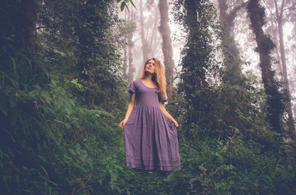 Elven bohemian dress • Medieval Dress • Witch dress • Fairy dress with pockets • Organic cotton dress • Renaissance dress • Gypsystyle