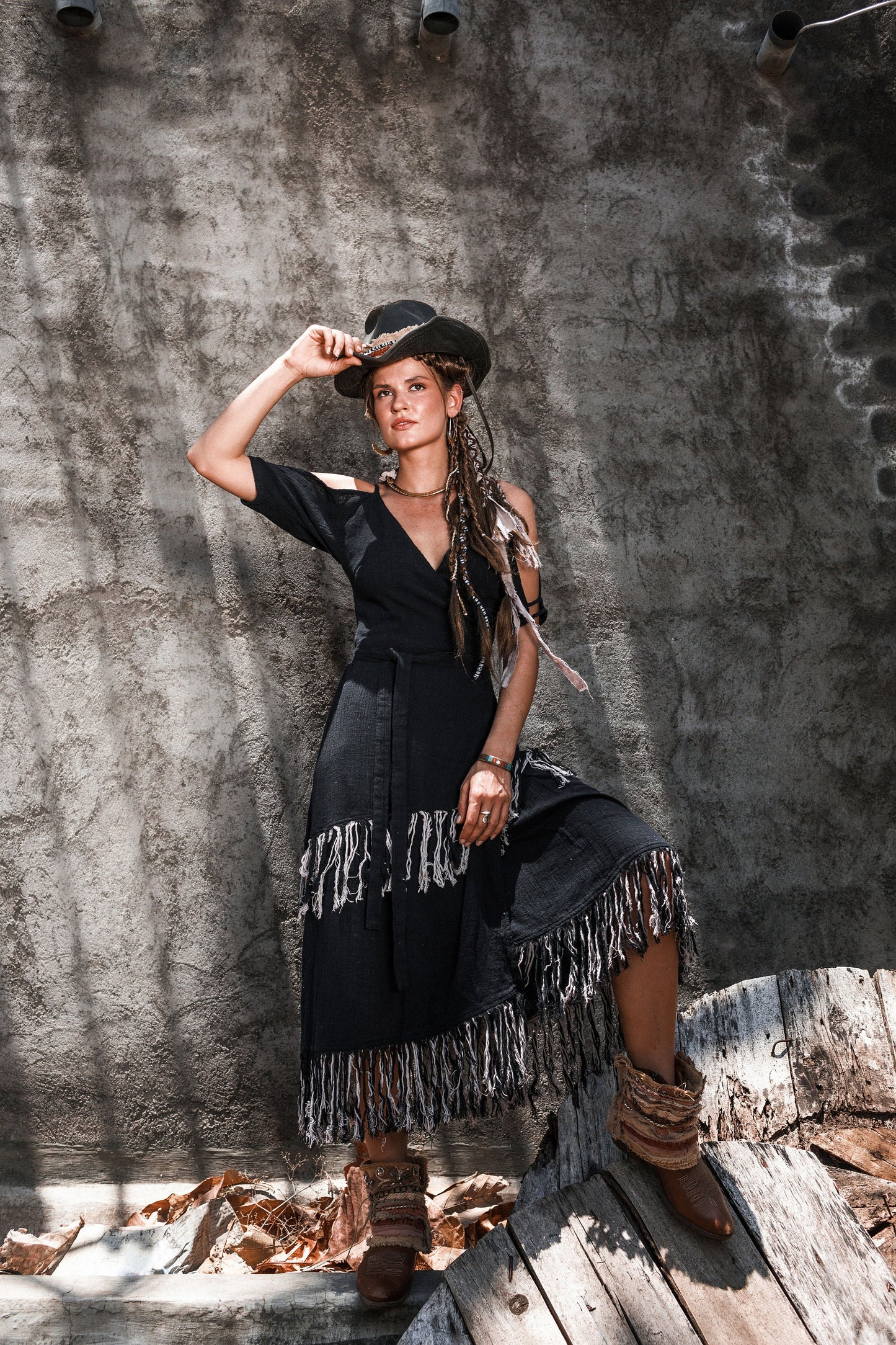 Wild west boho dress | Black