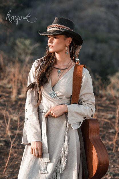 Wild at heart wrap dress with tassels | Grey