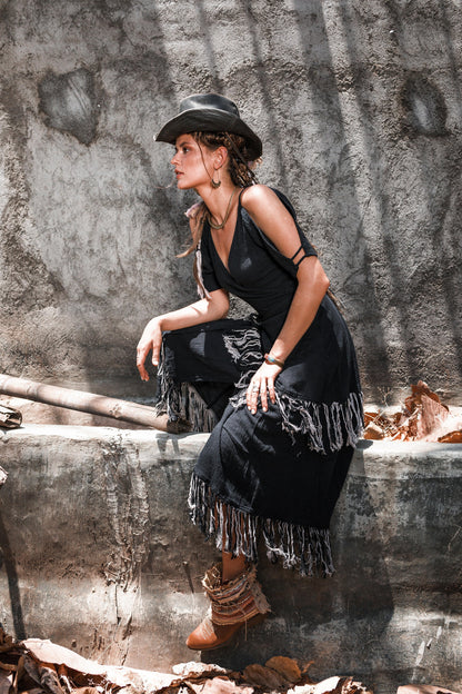 Wild west boho dress | Black