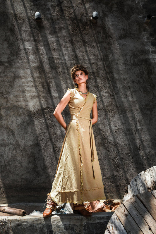 Nomad sleeveless wrap dress | Ochre