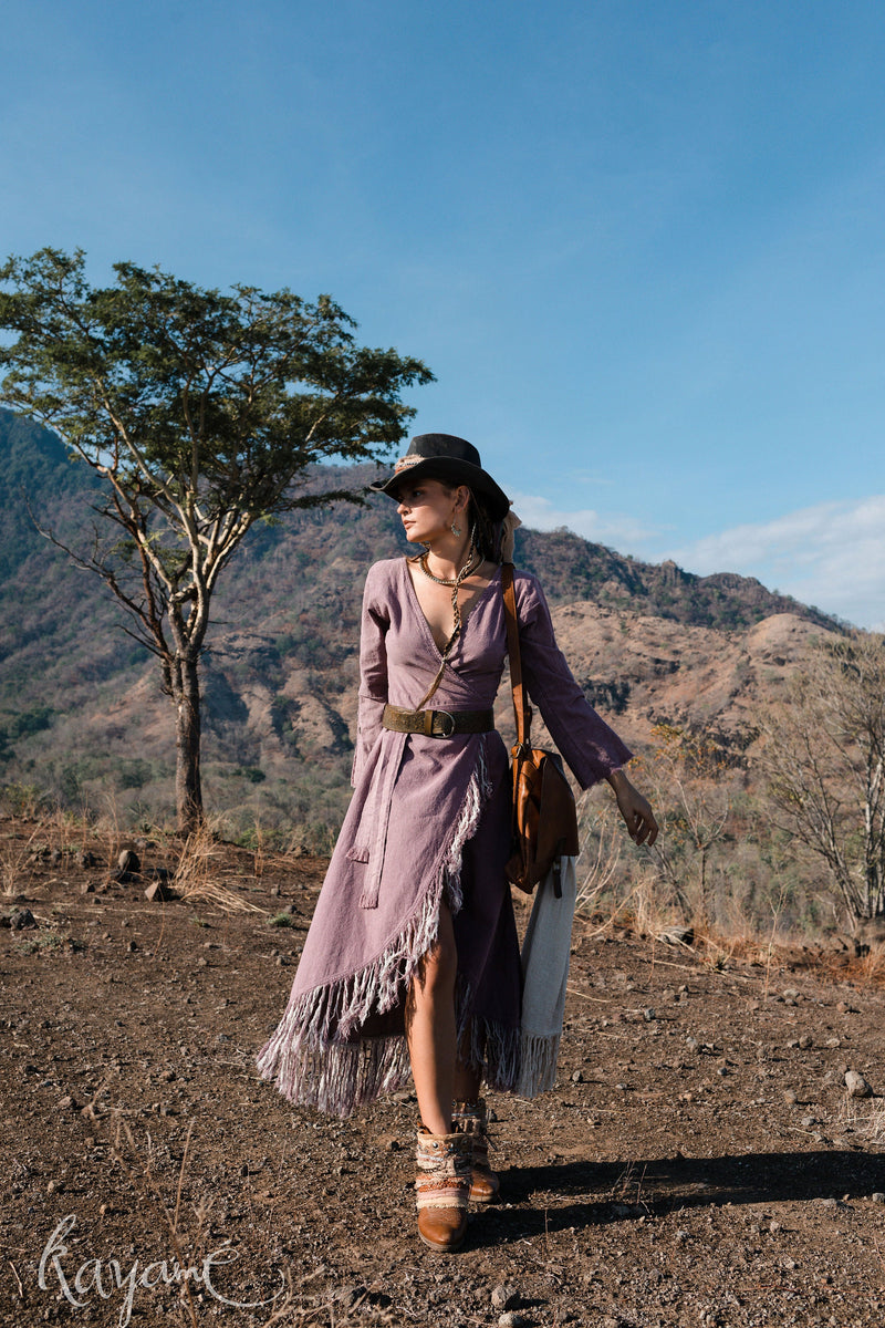 Wild at Heart Wrap Dress with Tassels | Lavender