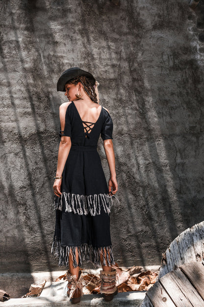 Wild west boho dress | Black