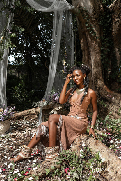 Earthy brown tribal dress Kayame Earthy brown tribal dress Kayame