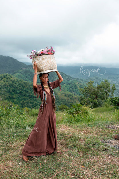 Bell bottom boho jumpsuit | Earthy brown