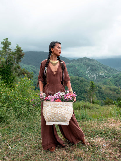 Bell bottom boho jumpsuit | Earthy brown