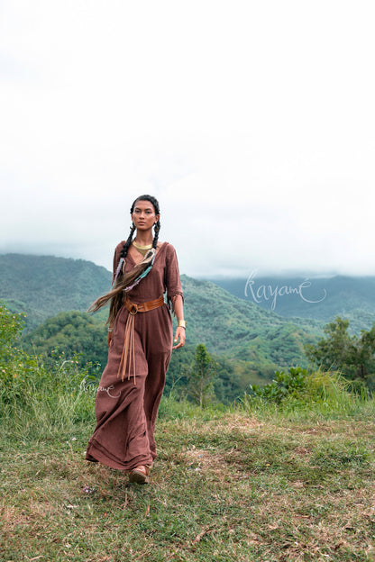 Bell bottom boho jumpsuit | Earthy brown