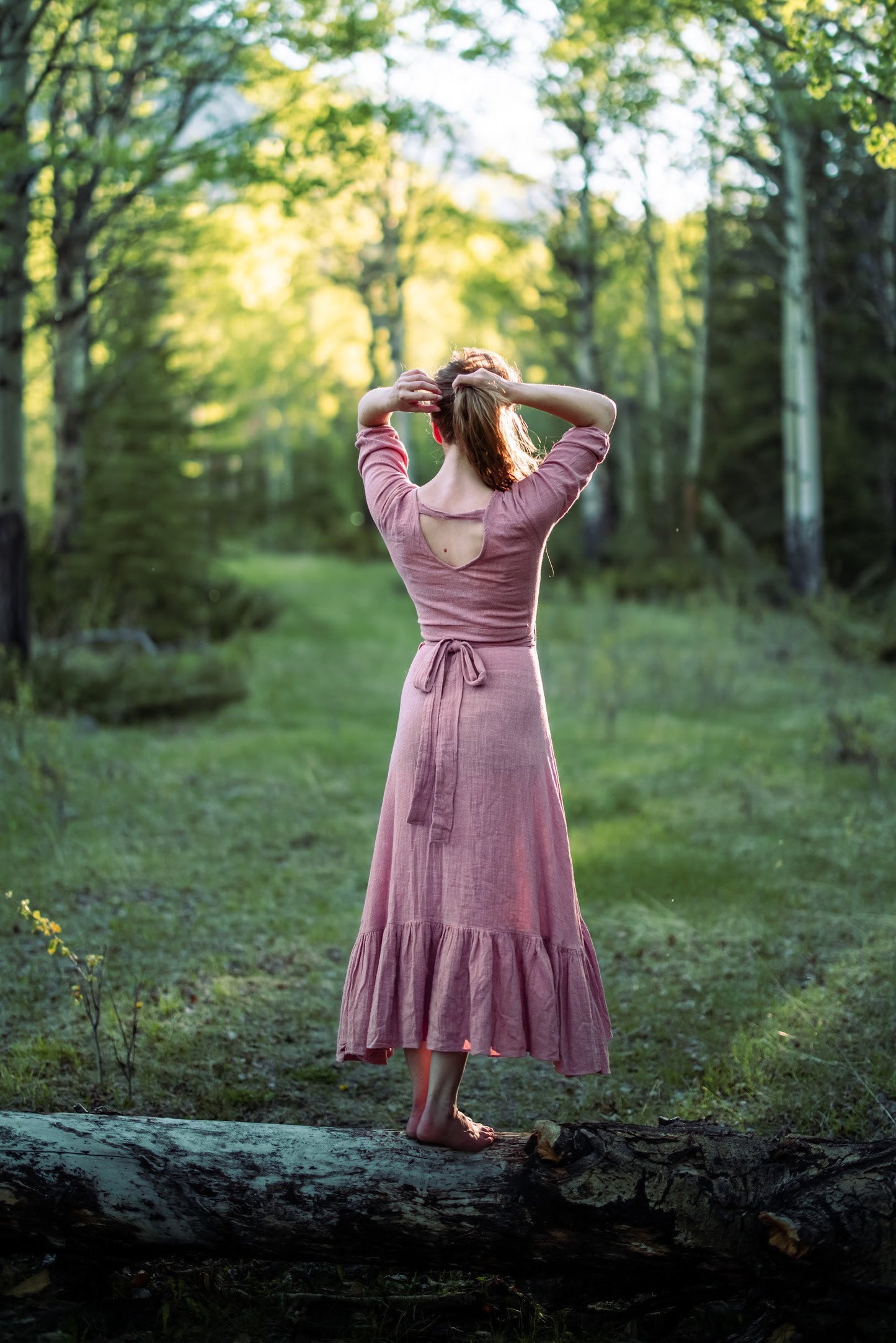 Goddess ruffle wrap dress | Dusty Rose