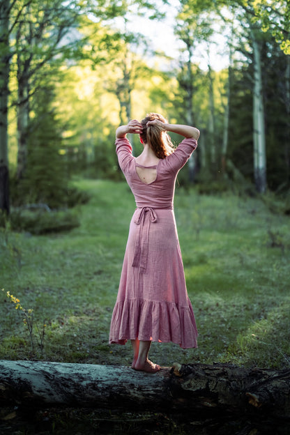 Goddess ruffle wrap dress | Dusty Rose