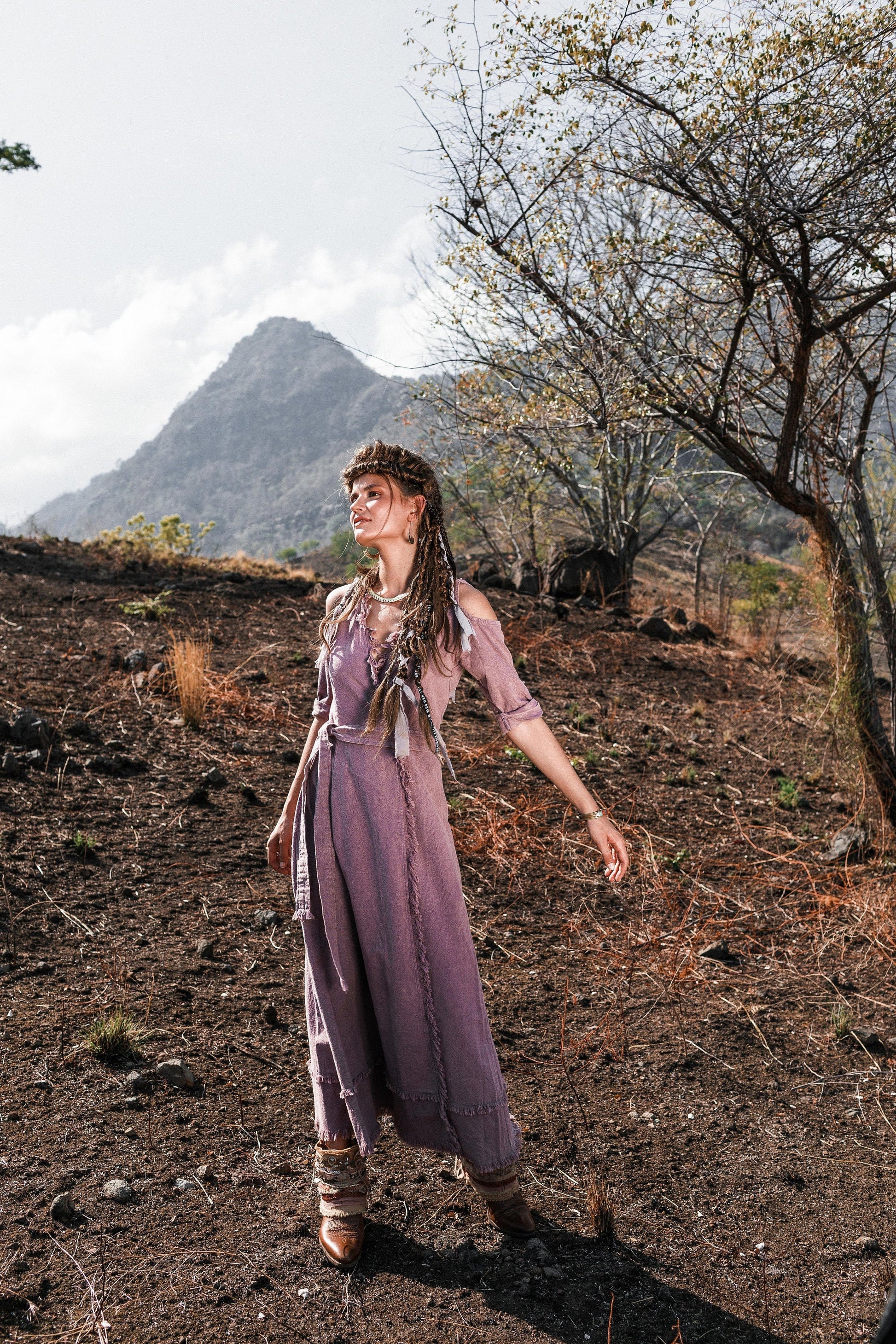 Nomad Hooded Wrap Dress | Lavender