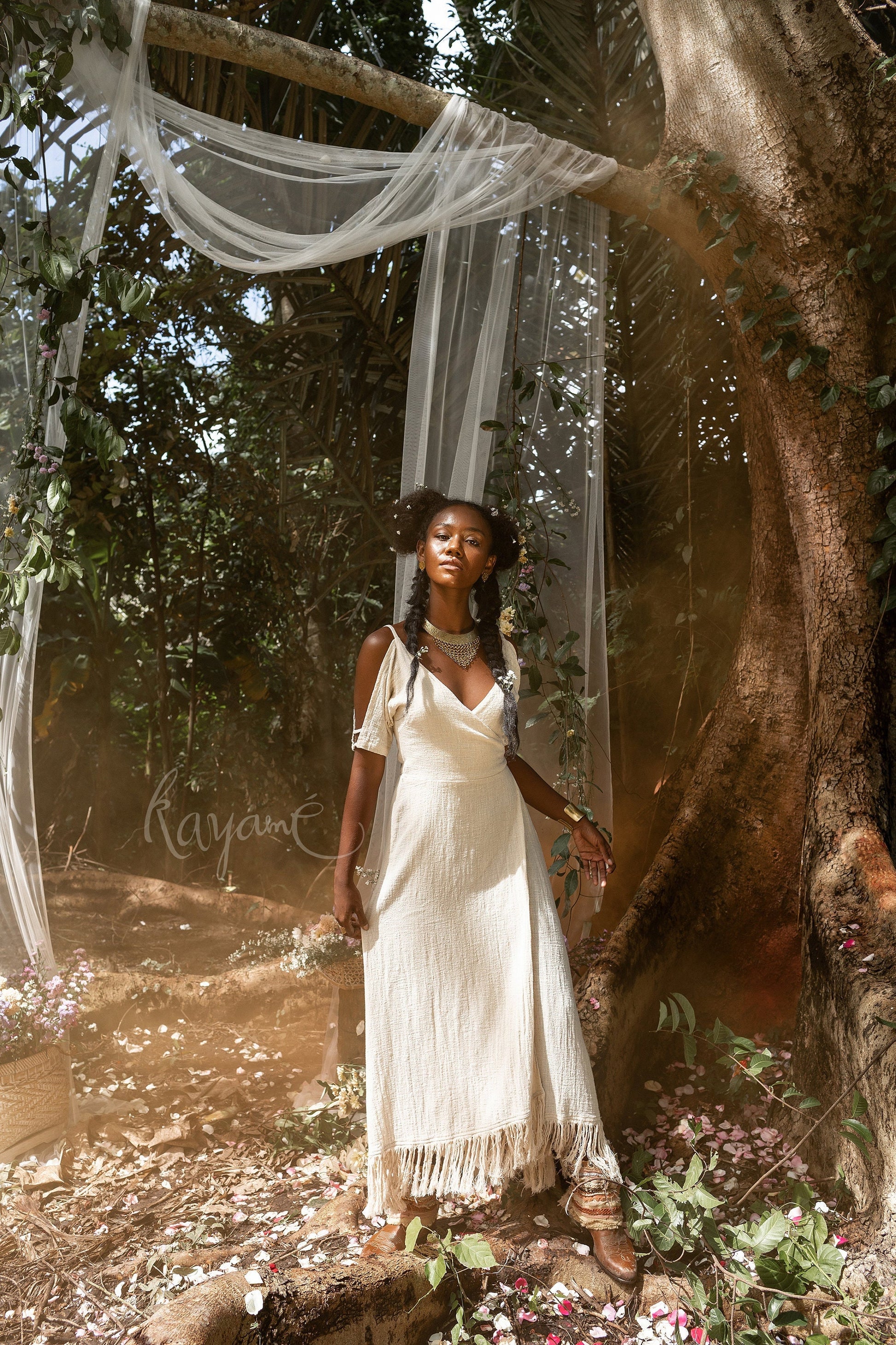 White Fringe Goddess Dress — Boho