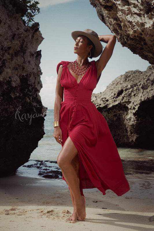 Red boho goddess dress