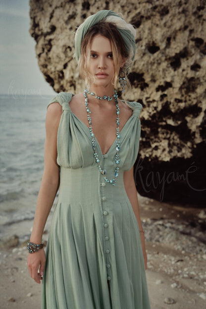 green goddess dress Sage green greek goddess dress – Kayame