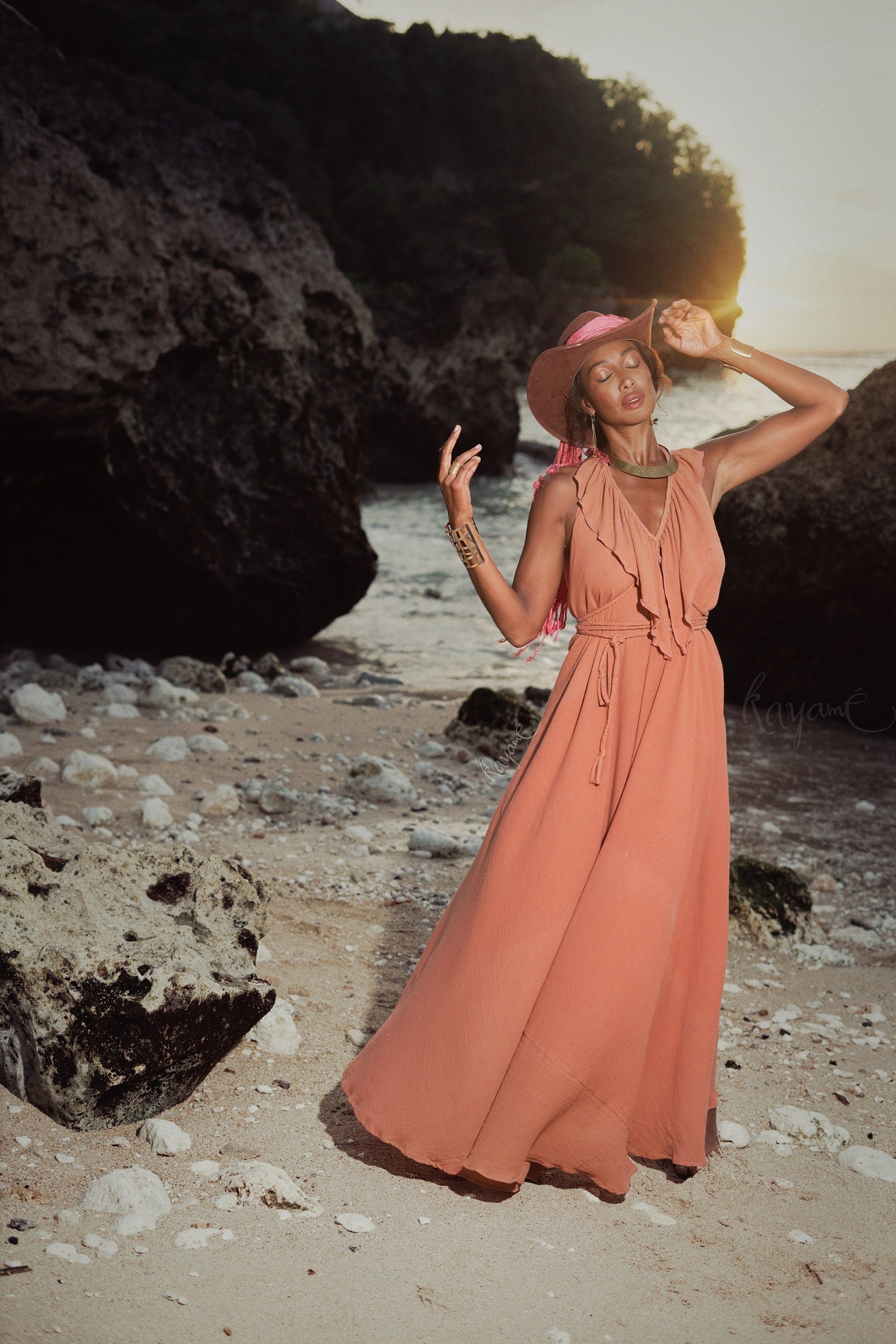 Greek goddess halter dress | Burnt orange - XS Greek goddess halter dress | Burnt orange - XS