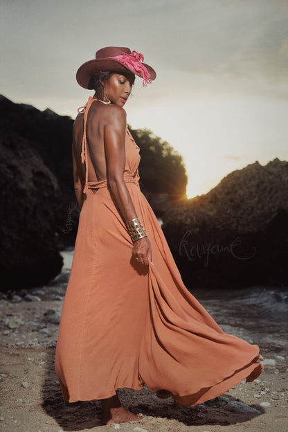 Greek goddess halter dress | Burnt orange - XS Greek goddess halter dress | Burnt orange - XS